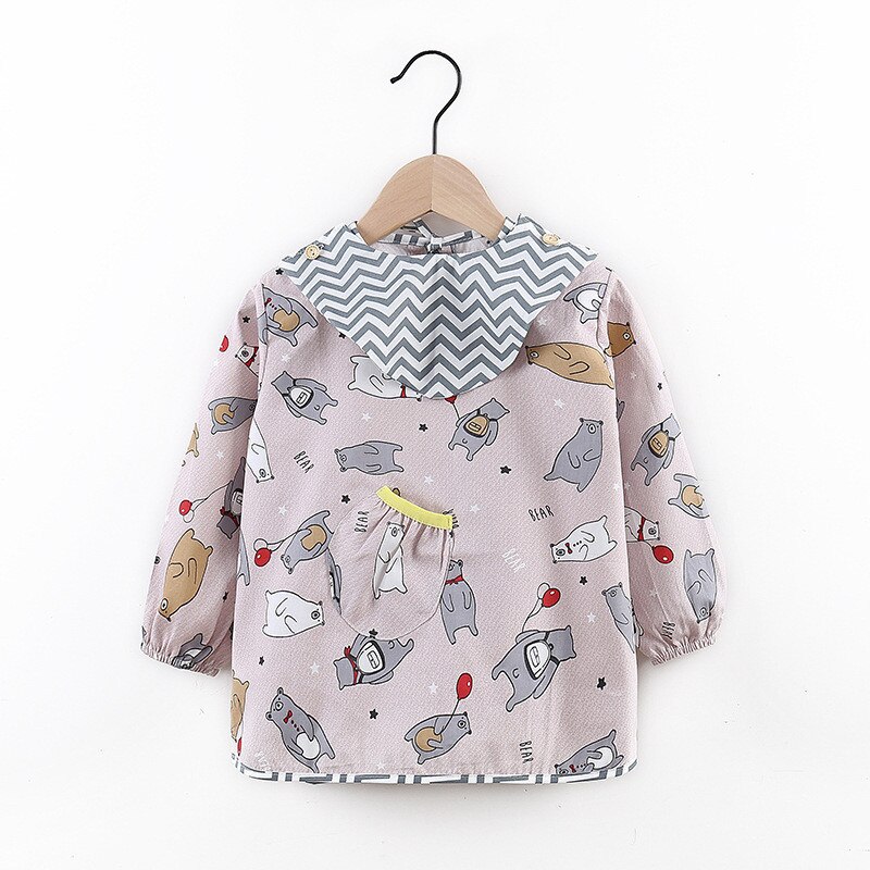 Baumwolle Baby Lätzchen Wasserdicht Art essen Kleidung freundlicher Langen Ärmeln Fütterung Kittel Lätzchen Baby Schürze Bandana Bebes Lätzchen: tief Rosa