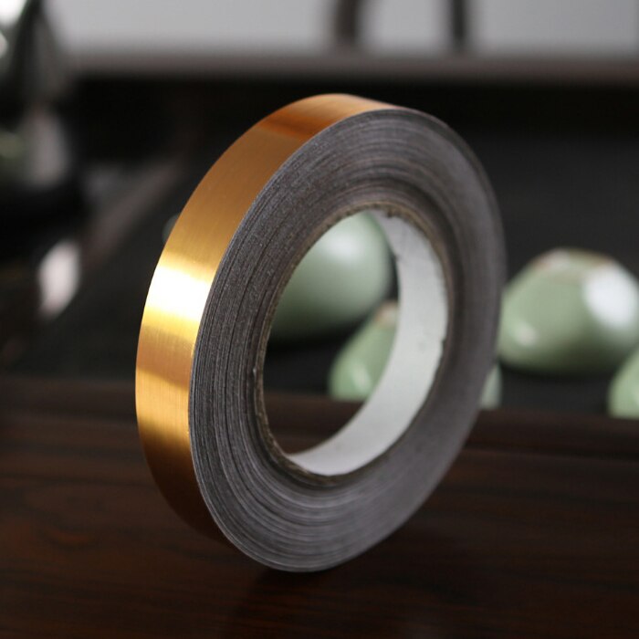 100M 2 Rollen Keramik Fliesen Mildewproof Lücke Band 5mm, 1 cm, 2cm Gold Silber Schwarz Band selbst Klebstoff Zauberstab Boden Band Heimat Zauberstab Dekor: 1cm / Gold-2 Rollen