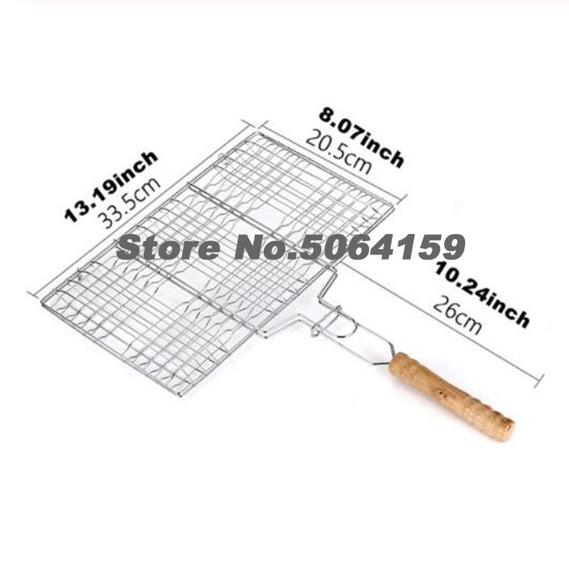 Tragbare BBQ Grillen Korb Edelstahl Antihaft Grill Grill Korb Werkzeuge Grill Mesh für Fisch Hamburger Klapp: L