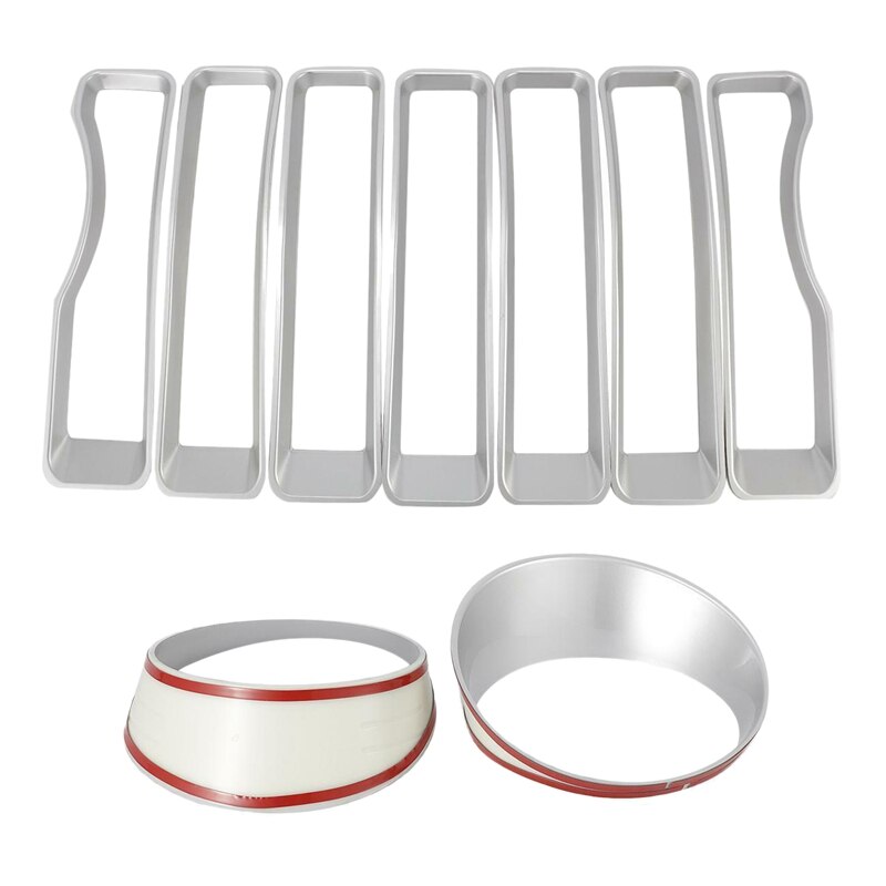 Car Headlight&Front Grille Inserts Trim Cover for Jeep Wrangler JL Sport