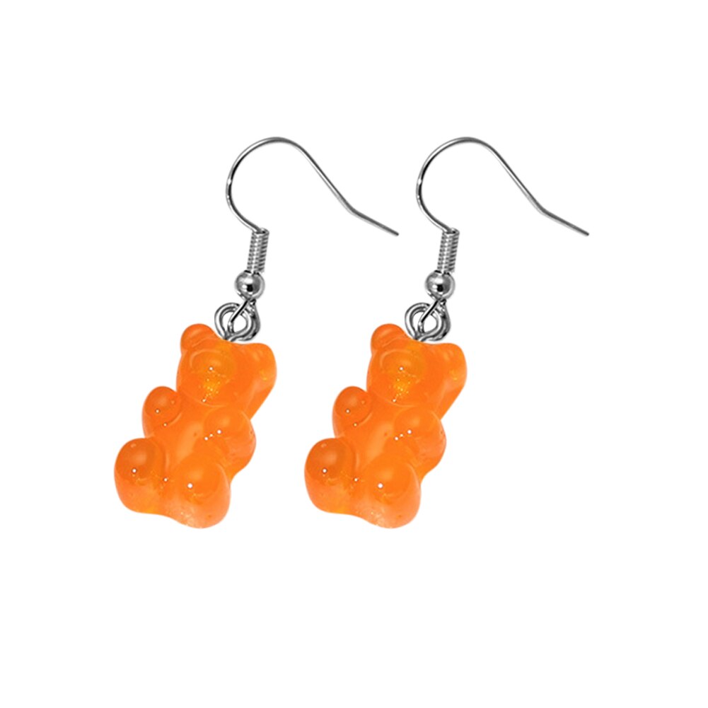 Pendientes de oso de goma minimalistas para mujer, ganchos para las orejas, de joyería, 1 par: OG