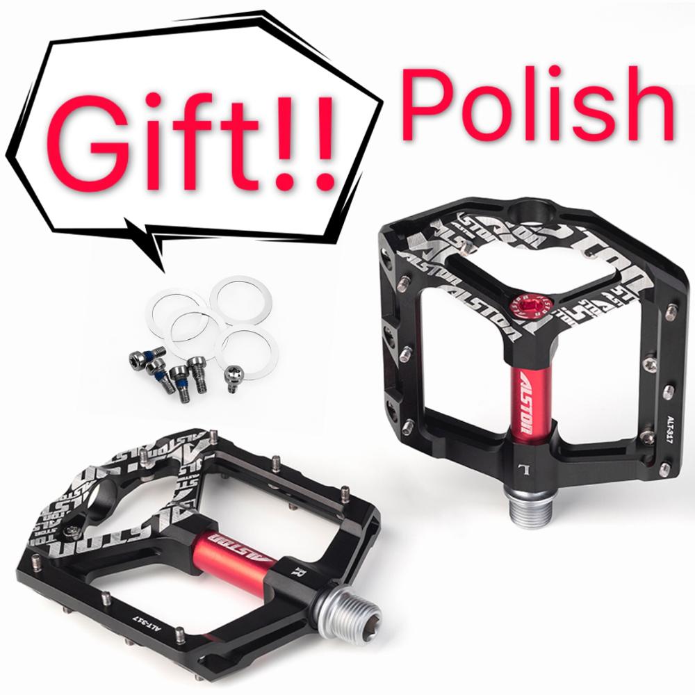 Alston Non-Slip Mountain Bike Pedals,Ultra Strong Colorful Cr-Mo CNC Machined 9/16" 3 Sealed Bearings for Road BMX MTB Fixie Bik: Black-P