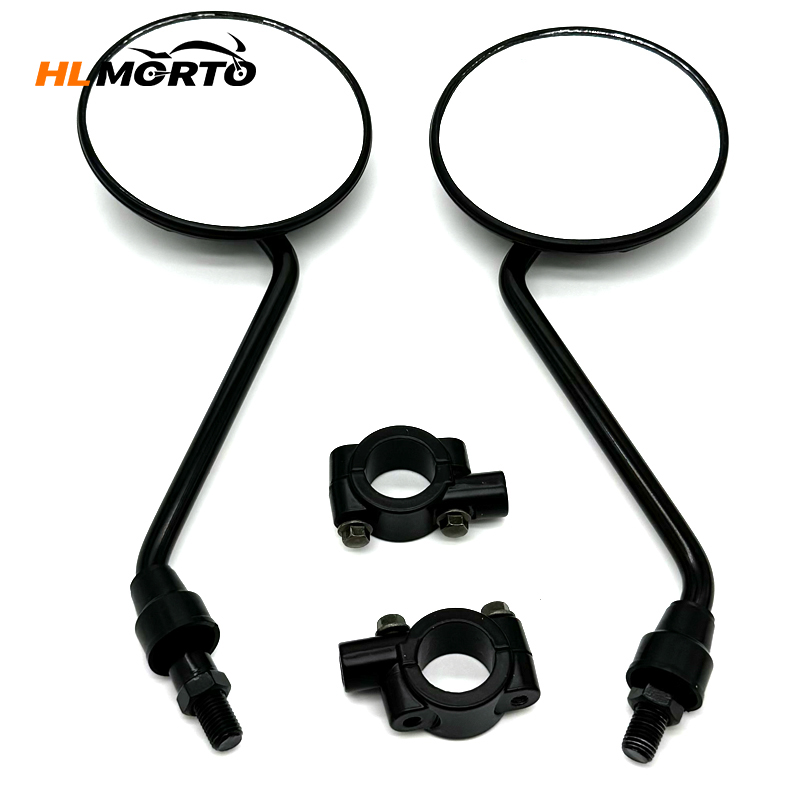 1 Paar Universal- Motorrad abgerundete Seite Rückspiegel mit Halterung Klemme Motorrad E-Fahrrad Rolle 10 mm 8 mm Rückspiegel