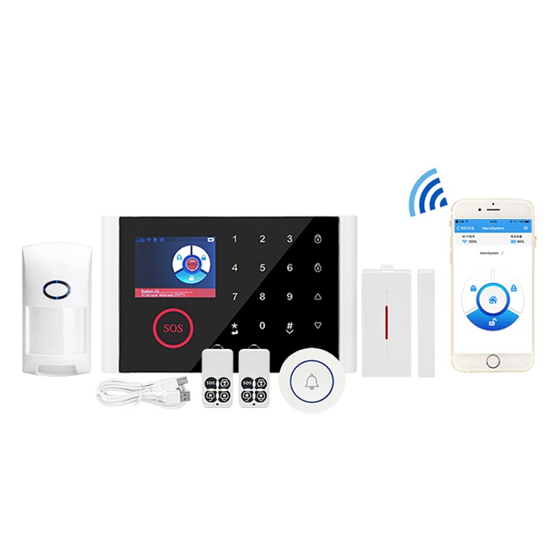 Wifi GSM GPRS Alarm System Burglar Security Keyboard 433MHz Wireless Sensor Alarm 9 language Tuyasmart Smart Life APP