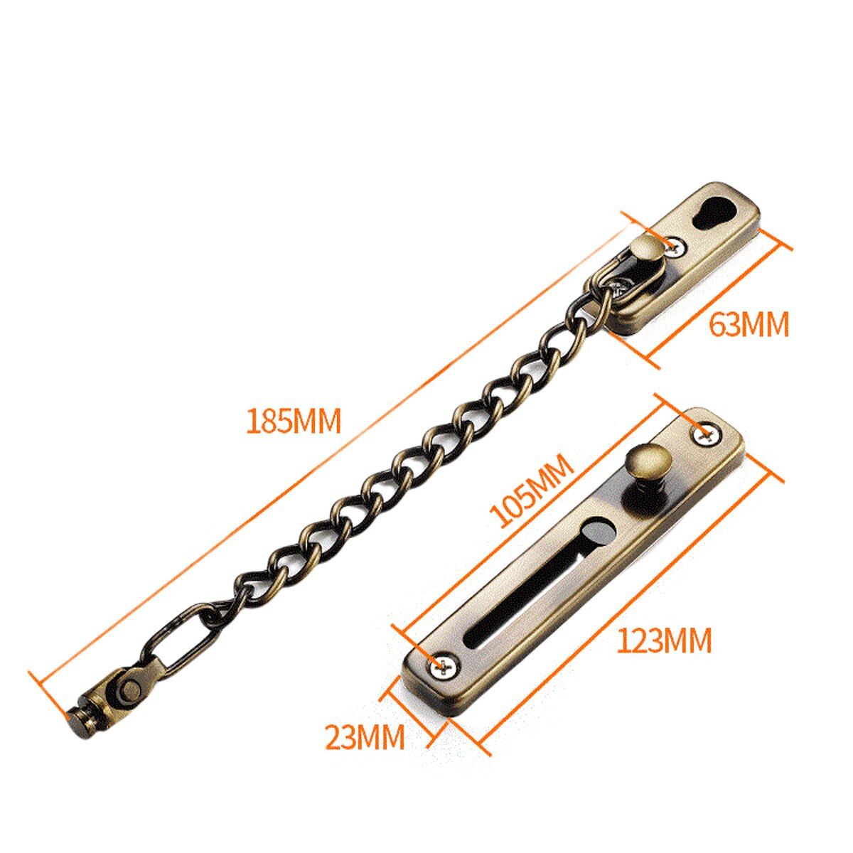 Door Chain Lock Stainless Steel Security Chain Guard With Spring Anti Theft Press Lock Heavy Duty Polished Door Latch With Screw