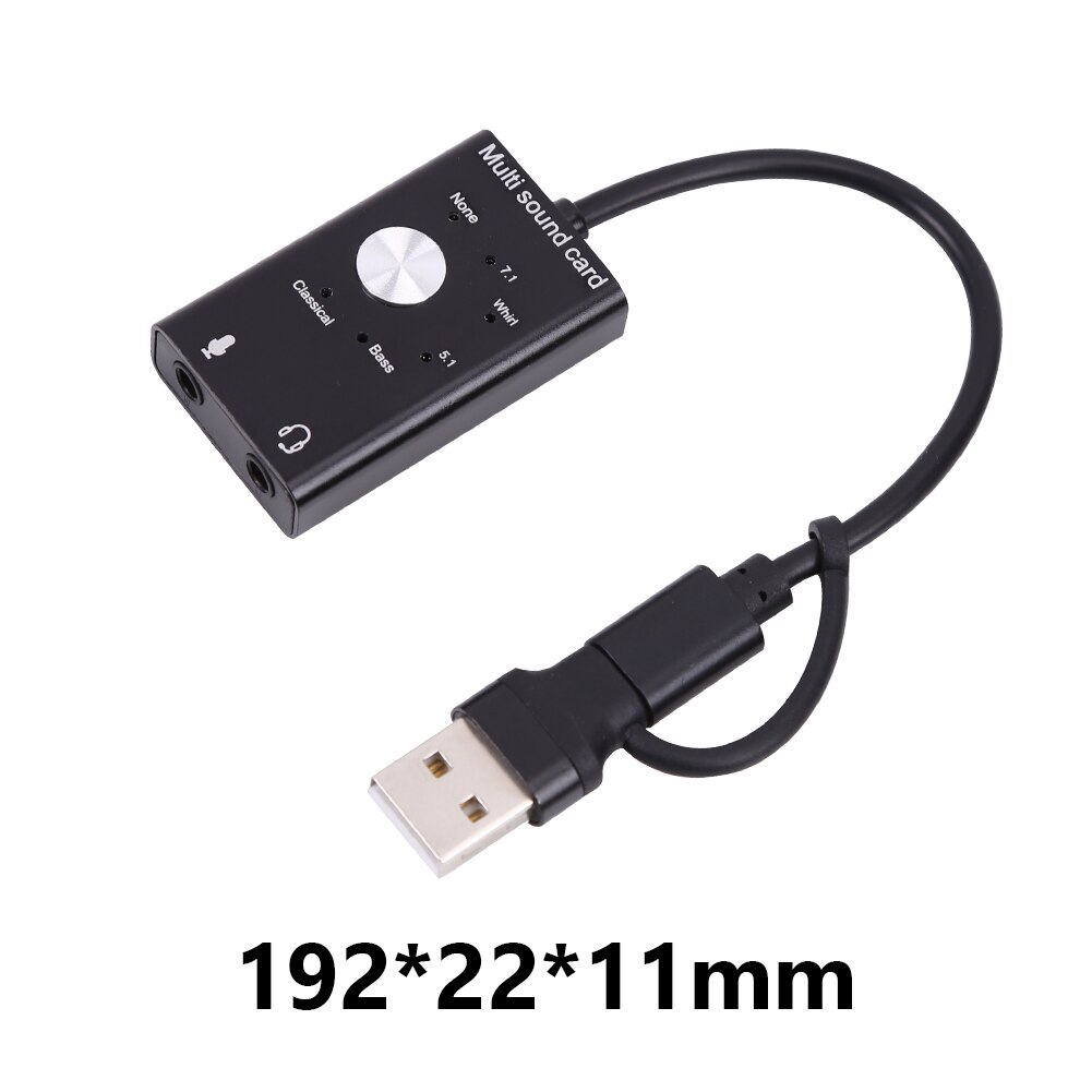USB External Sound Adapter 7.1 Channel 3D Surround Heavy Bass 6 Sound Effects USB Sound Card Audio Adapter with 3.5mm Headphones