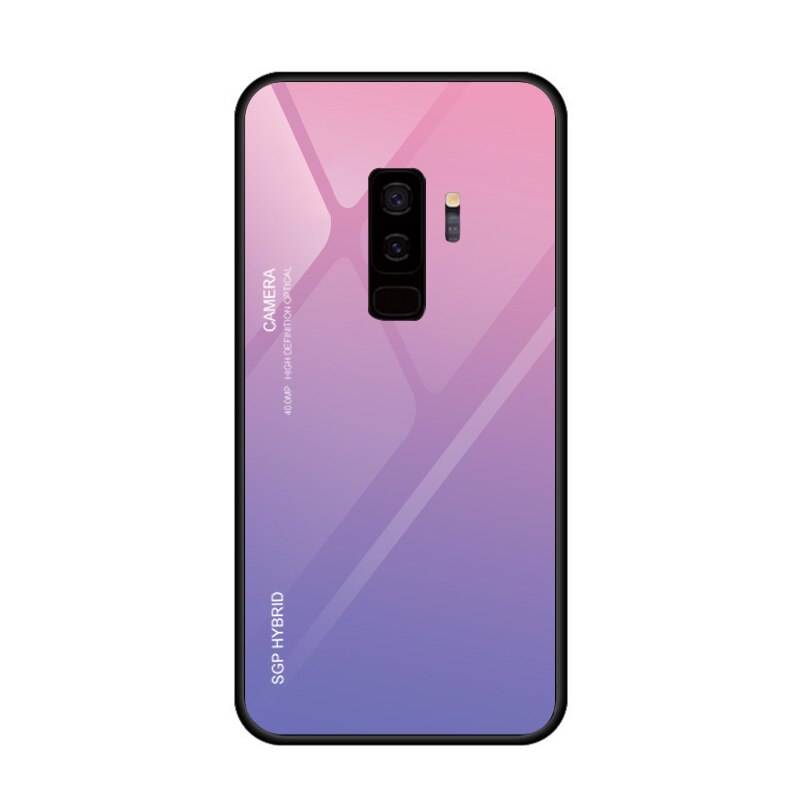 Gradiente Aurora S9 S8 plus Vetro Temperato Caso Della Parte Posteriore Per Samsung Galaxy S9 S8 S 9 Più S9plus S8plus Colorato di lusso Della Copertura Borsette: For S8 / pink