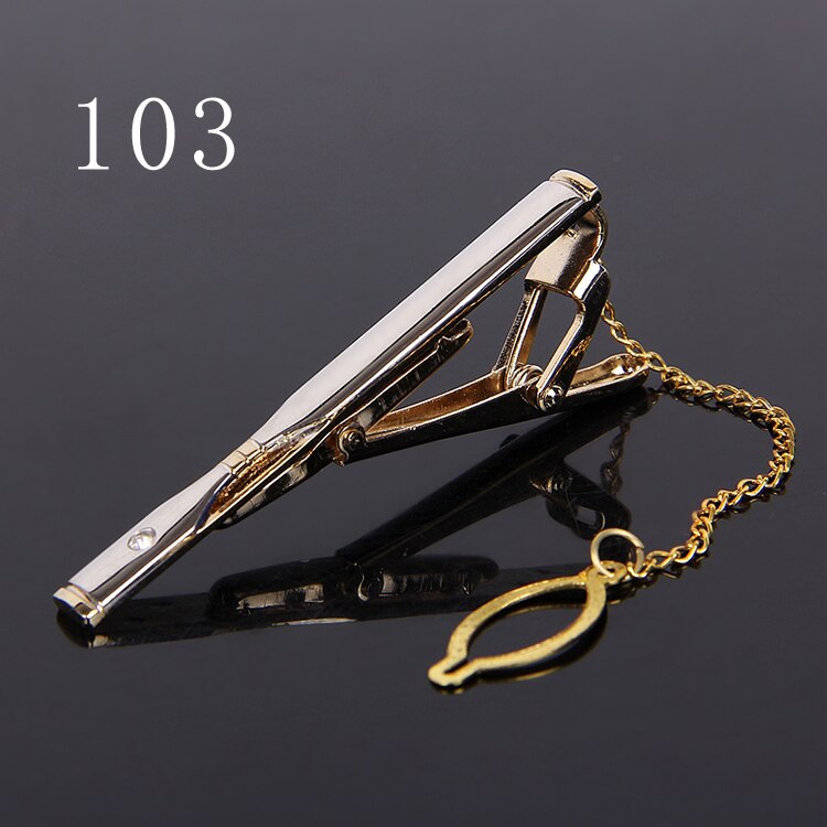 Silvery Tie Clip For Men Classic Meter Tie Clips Alloy Tie Bar Enamel Tie Collar Pin Crystal Business Corbata: LDJ103