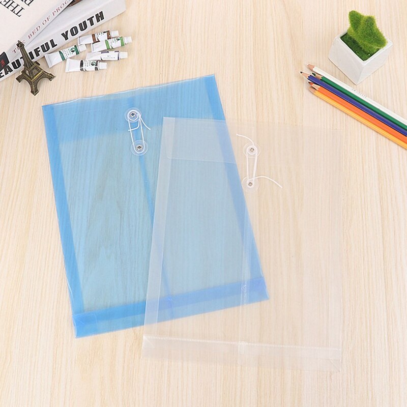 A4 Plastic Transparent Rope Winding Waterproof Document File Bag Business Document Organizer Office Supplies