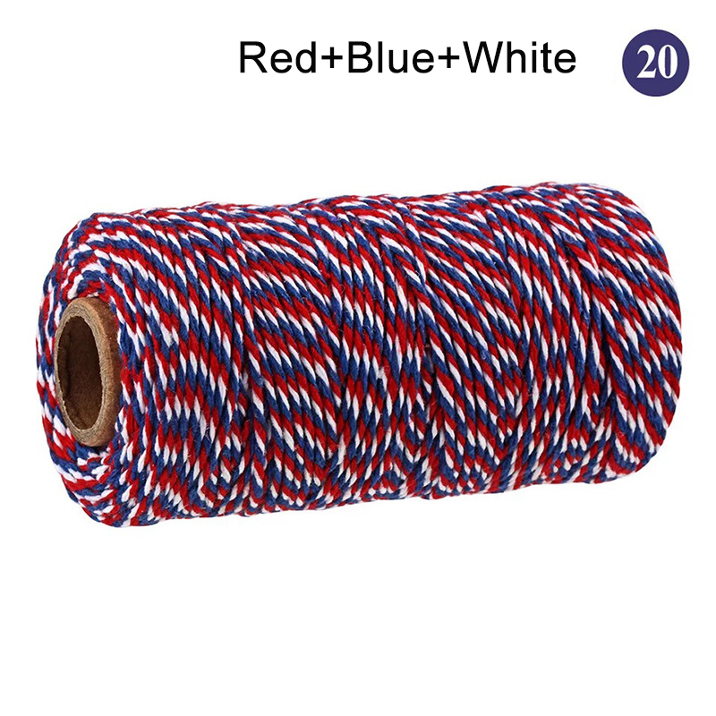 100M/Roll Cotton Cord Baker Twine String Colorful Cotton Craft Twine Home for Textile Packaging Christmas DIY Wedding Decor
