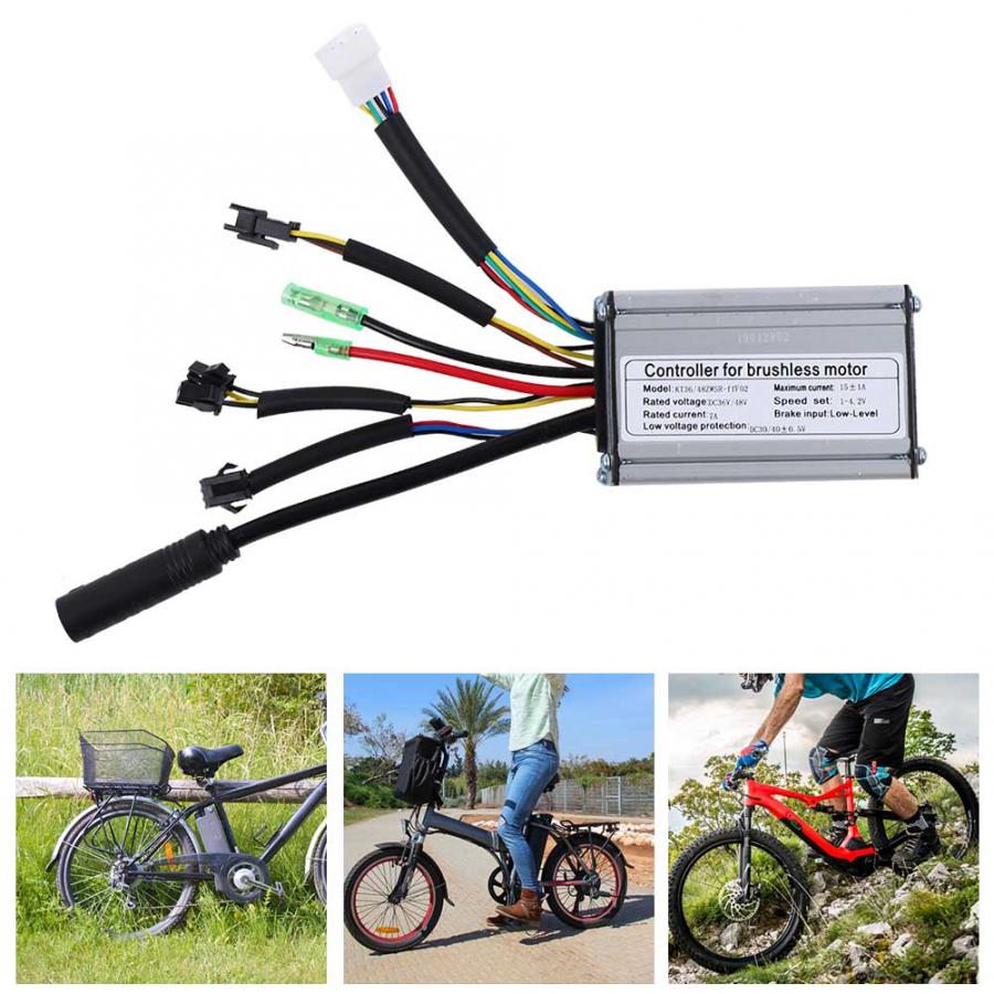 Controlador para bicicleta eléctrica de 36V/48V, 250W/350W, controlador de 6 tubos y 15A para bicicleta eléctrica, piezas de Motor sin escobillas