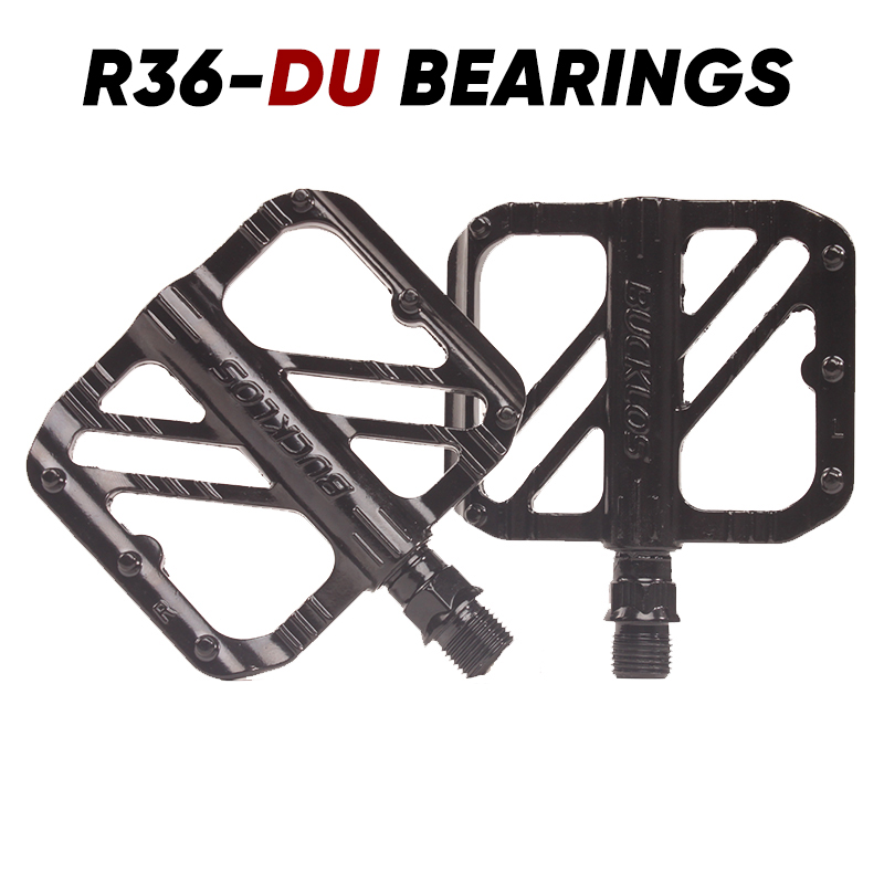 BUCKLOS-pedales de bicicleta con 3 rodamientos, ultraligeros, antideslizantes, CNC, pedales planos de aleación de aluminio, accesorios impermeables para bicicleta: Gris claro