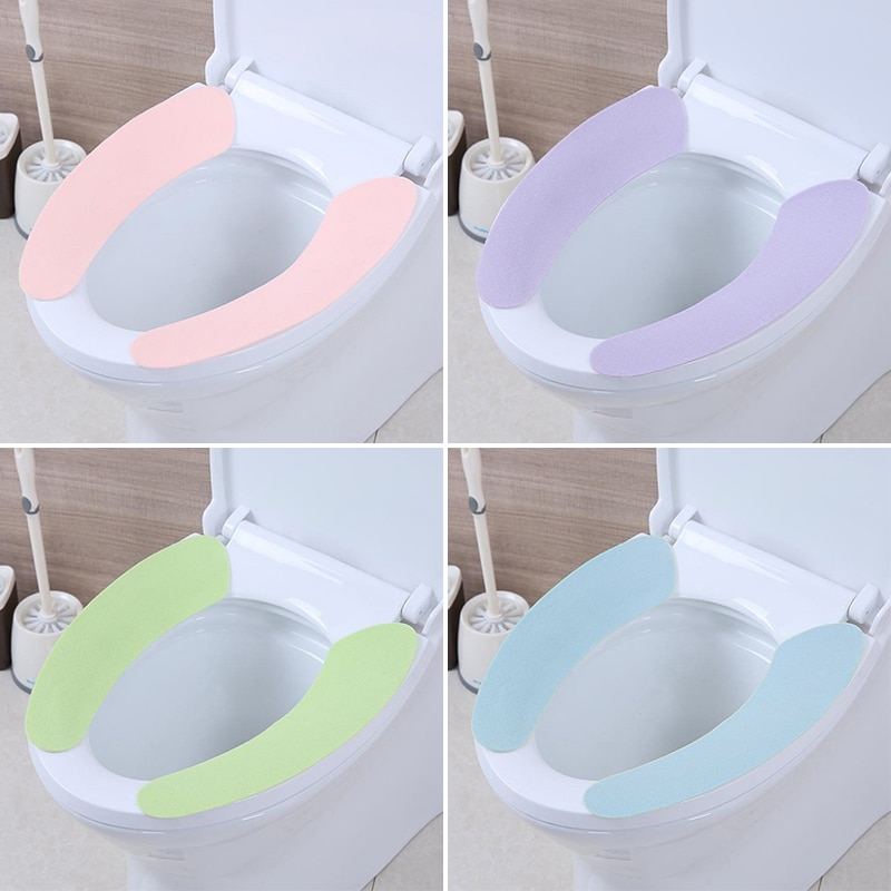 1 * cubierta de asiento del inodoro de WC pasta protector para asiento de inodoro lavable baño asiento calentador tapa de inodoro de Closestool pegajoso asiento Mat