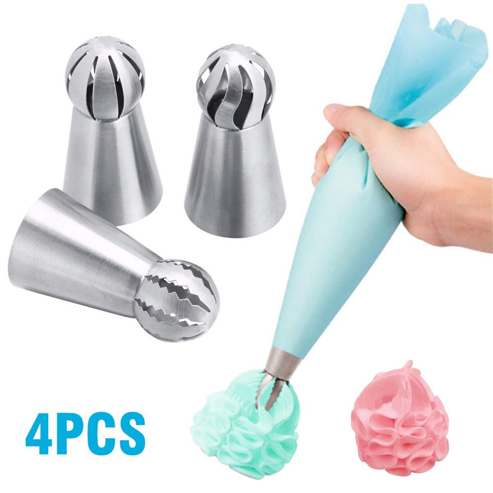 Cake Piping Tips Decoreren Mond Set 4 Delige Set Sferische Roestvrij Staal Plastic Bakken Nozzle Tool Diy Decoratie Nozzle Bag