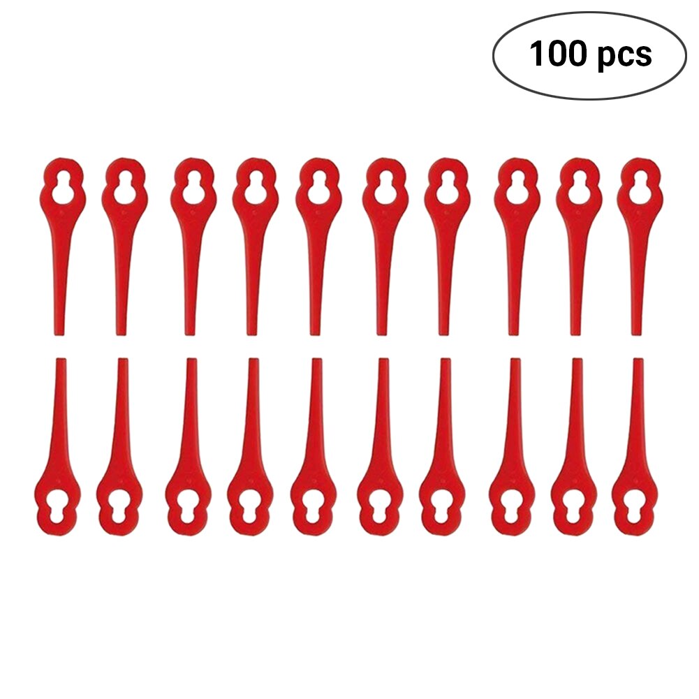 100Pcs Plastic Mower Cutting Blades Grass Trimmer Blades 12*7mm Fits Lawnmower Mower Head Strimmer Garden Supplies