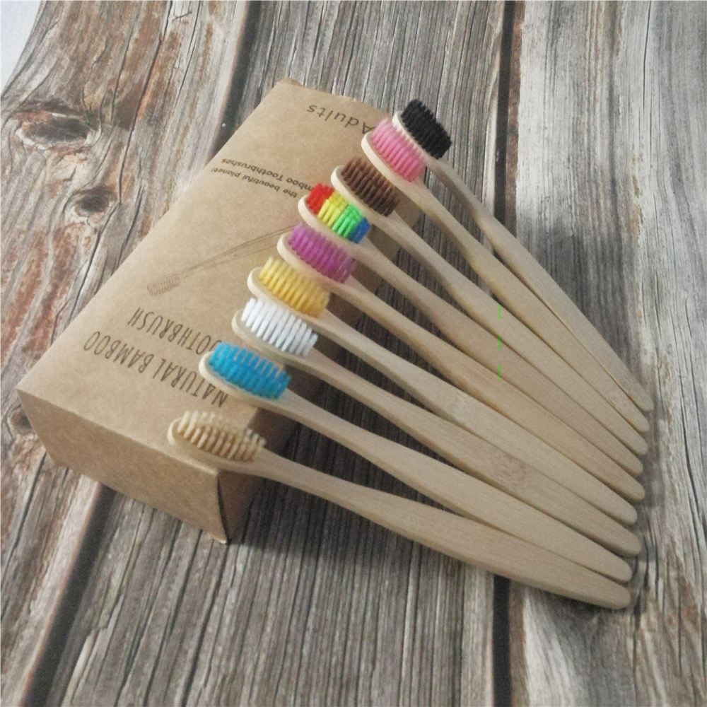 40 Pack Zahnbürste Umweltfreundliche Regenbogen Bambus Weiche Fibre Zahnbürste Biologisch Abbaubar Zähne Pinsel Solide Bambus Griff Zahnbürste