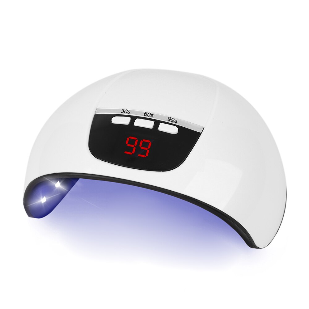 UV lámpara LED para secado de uñas 54W Cable USB pantalla LCD para curar Gel polaco 30s/60s/99/s Detección automática herramientas de manicura de decoración de uñas: 54w white