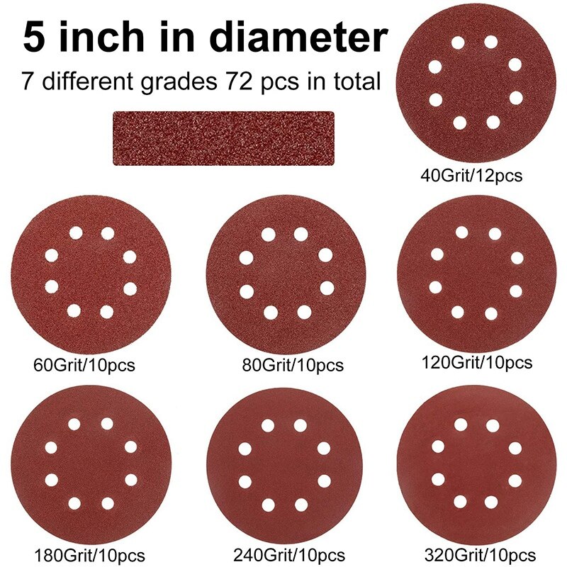 Big 12 Pieces 40 Grits Sanding Discs, 60 Pieces Grits Sandpaper Compatible with DeWalt, Makita and Porter Cable