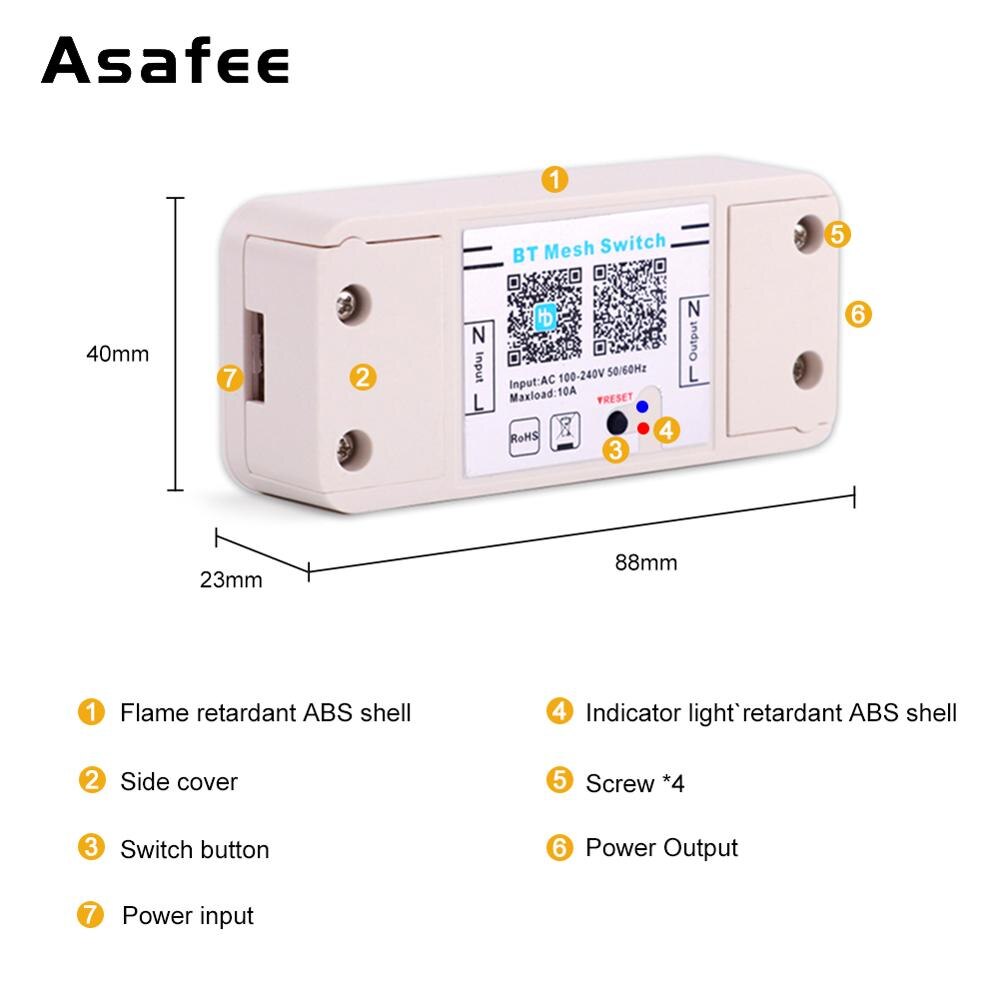 Magic Home Smart Bluetooth WiFi Switch Controller AC 100-240V 10A IOS Android APP ON/OFF Timer LED Light Controller