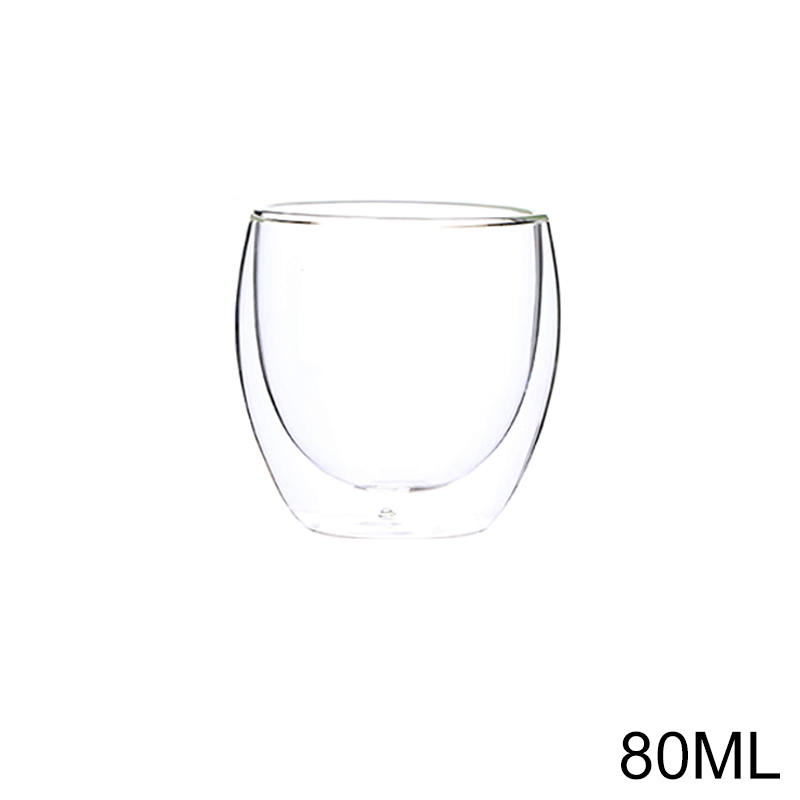 Double Walled Glass Insulated Coffee Mugs Clear Glass Tea Cups for Coffee Tea Juice Milk Latte Cappuccino and Cold Drinks: 1pc 80ml