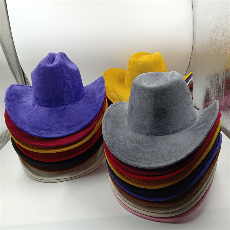 Cappello da cowboy viola nuovi accessori per cappelli da cowboy cappello da cowboy cappello in materiale scamosciato nuovo cappello da cavaliere da uomo e da donna tutto'aperto