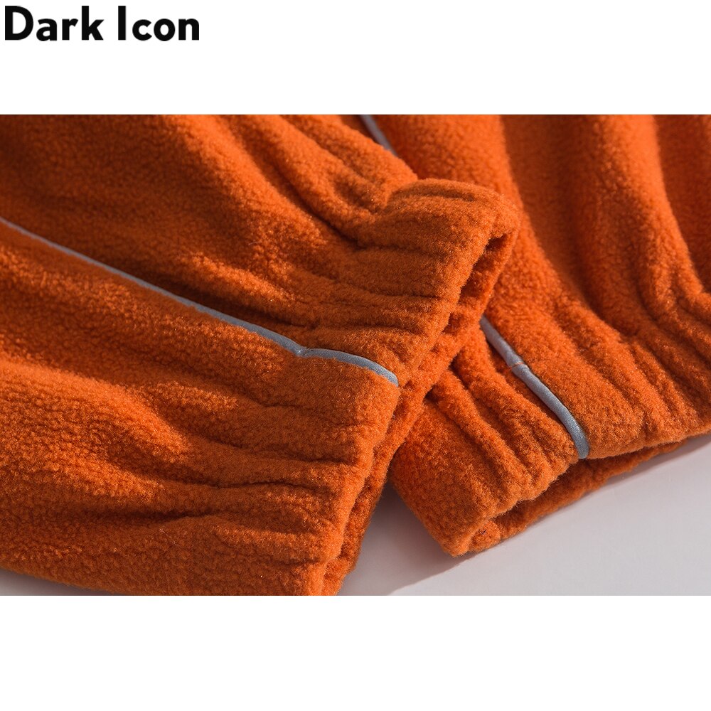 Mörk ikon sherpa broderi halv dragkedja herrtröja tröjor tröjor herr höst streetwear herrkläder