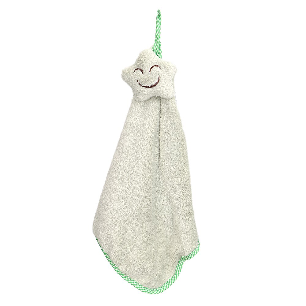 HOOMIN suspendus essuie-mains torchons corail velours mignon étoile cuisine tissu pas de peluches sourire visage Absorption d'eau: green