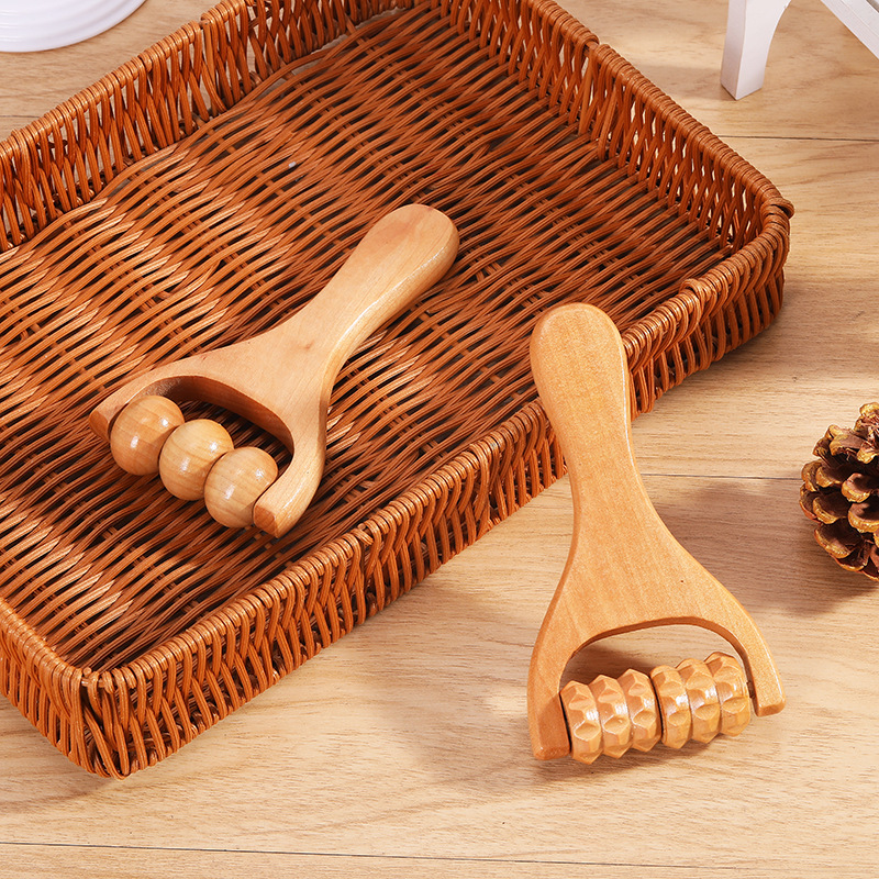 Houten Massage Roller Therapie Lichaamsmassageapparaat Voet Gezicht Schouderhals Hand Duw Roller Massageapparaat Lichaam Rustgevende Massage Tool