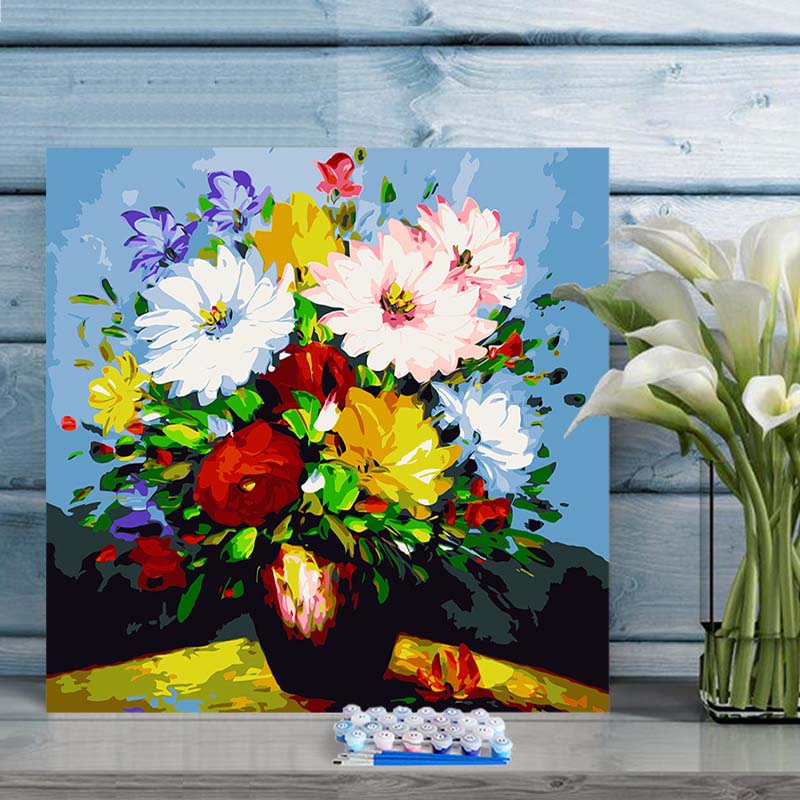 paint by number art painting by numbers still life flowers rich background wall hand-painted fill decorative paintings: 0899 / 80x80cm  No frame