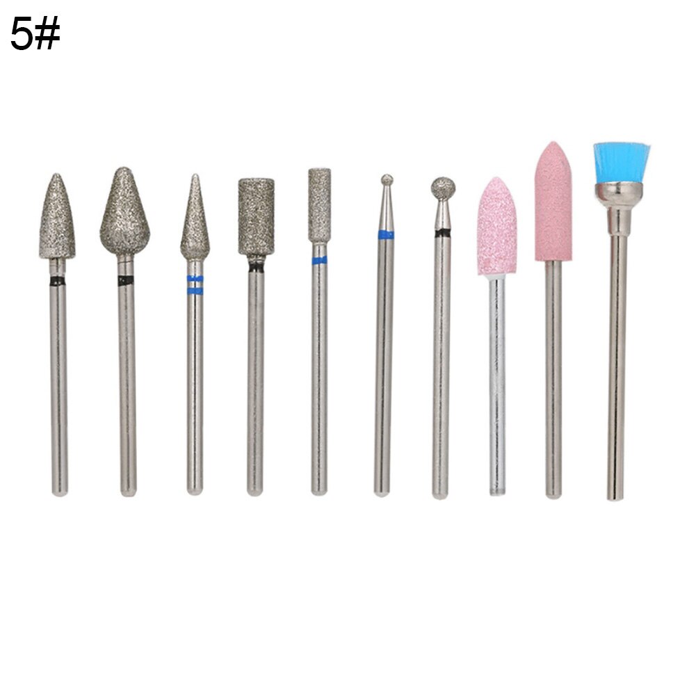 10Pcs Slijpen Nail Art Boor Bits Manicure Pedicure Polijsten Frezen Hoofd Kit Nagel Boren Manicure Machine Accessoires: 5