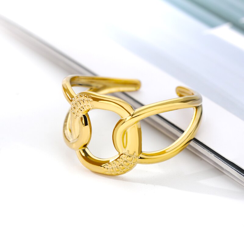 Koreanische kreuzkettenringe für damen, edelstahl, Gold- und silberfarben, verstellbar, partyschmuck, anillos