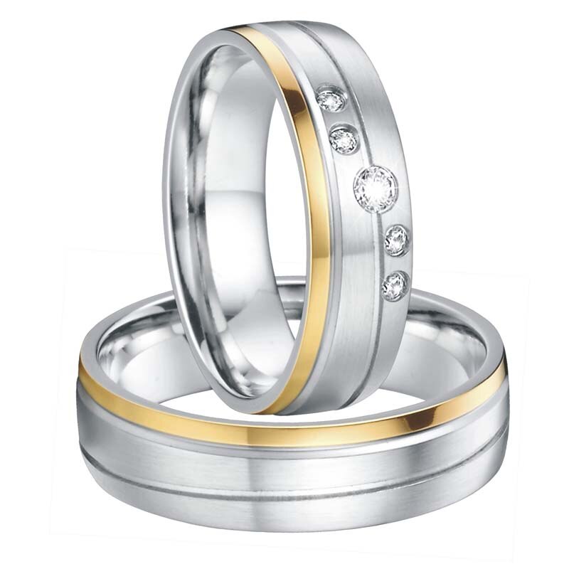 Alliance acier inoxydable bijoux mariage anneaux ensemble son et son couple bague pour hommes et femmes d'anniversaire amoureux
