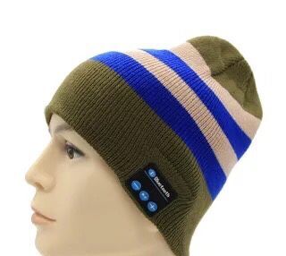 Hat bluetooth strikket hat capfor vinter smart bluetooth pandebånd strikket cap udendørs afslappet sport hat cap til mænd og kvinder: Grøn blå