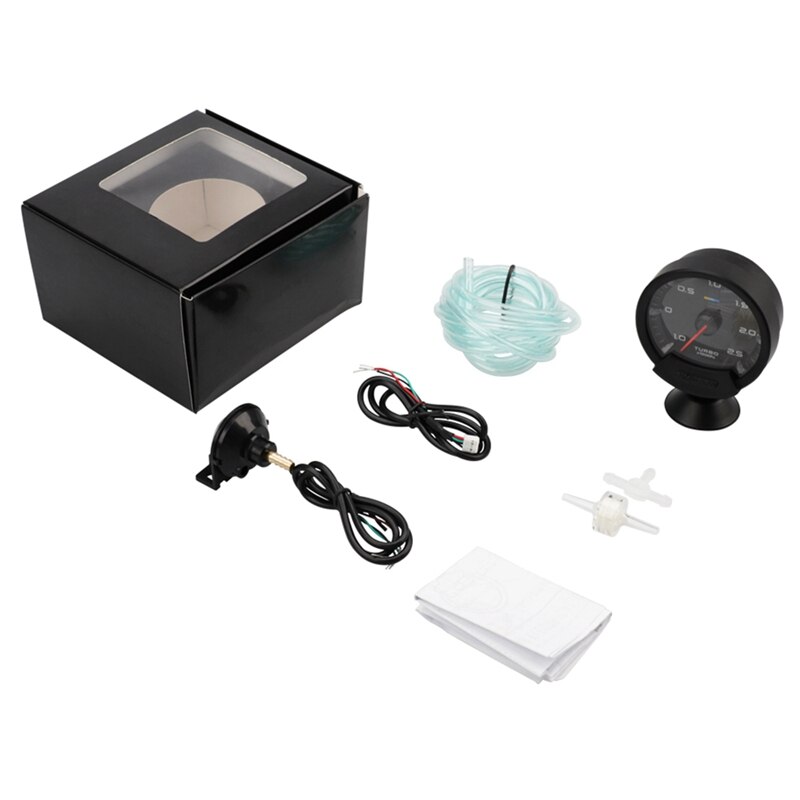 Boostmeter 60mm 3 Bar LED – Universele Turbodruk Meter Voor 12V Voertuigen, Inclusief Sensor En Montagemateriaal
