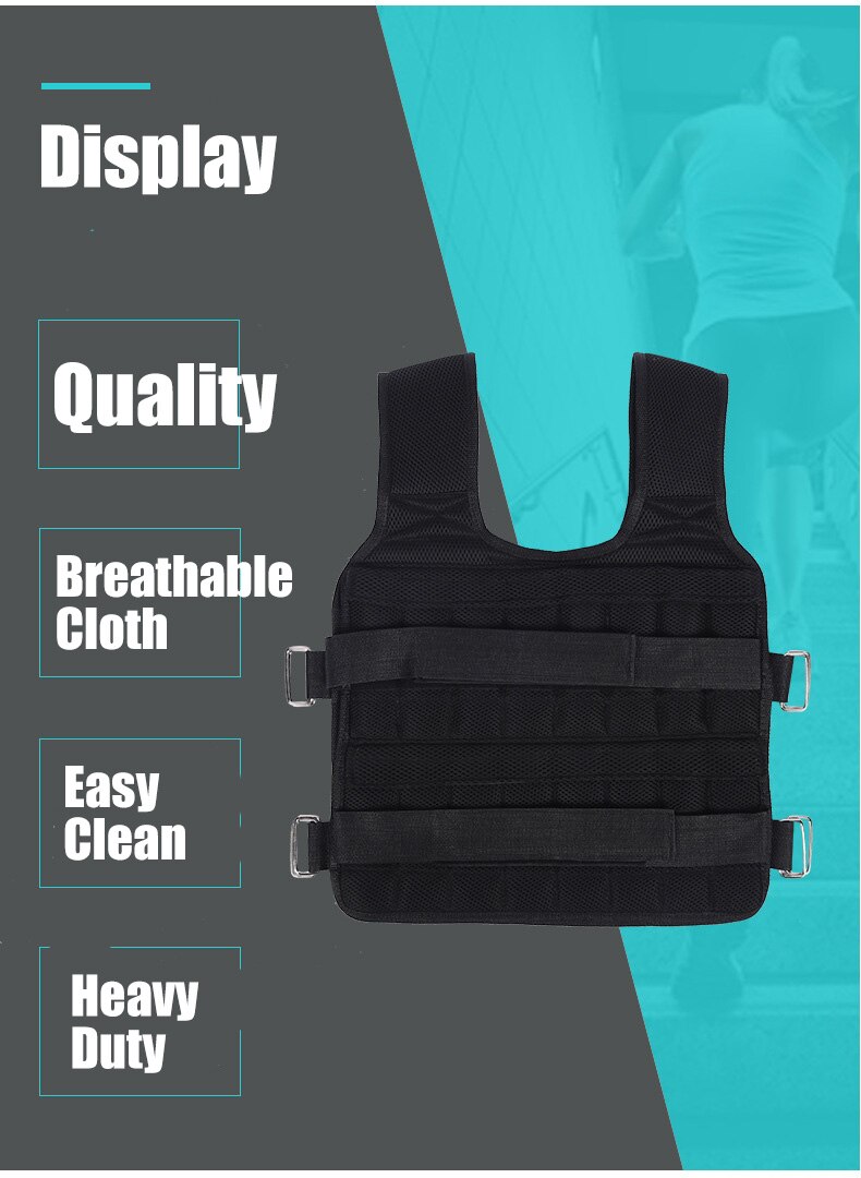 30Kg Laden Gewicht Vest Voor Boksen Gewicht Training Workout Fitness Gym Apparatuur Verstelbare Vest Jacket Zand Kleding