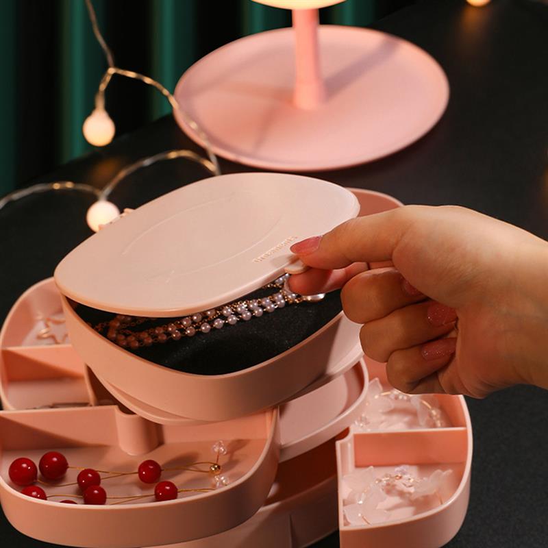 Rotating Jewelry Box Multi Layer Jewelry Organizer Functional Earrings Necklace Ring Classification Storage Organizer