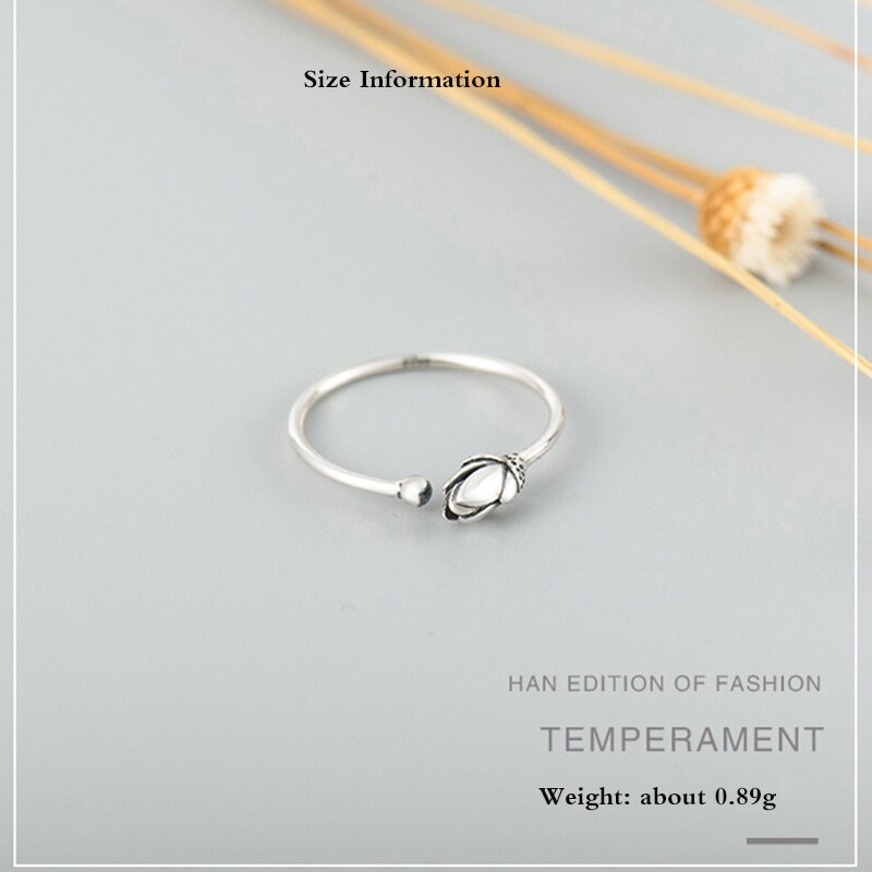 Balmora 925 schlichte, offene stapelringe aus sterlingsilber mit lotusblumenmotiv für damen, liebhaberinnen von retro-schmuck