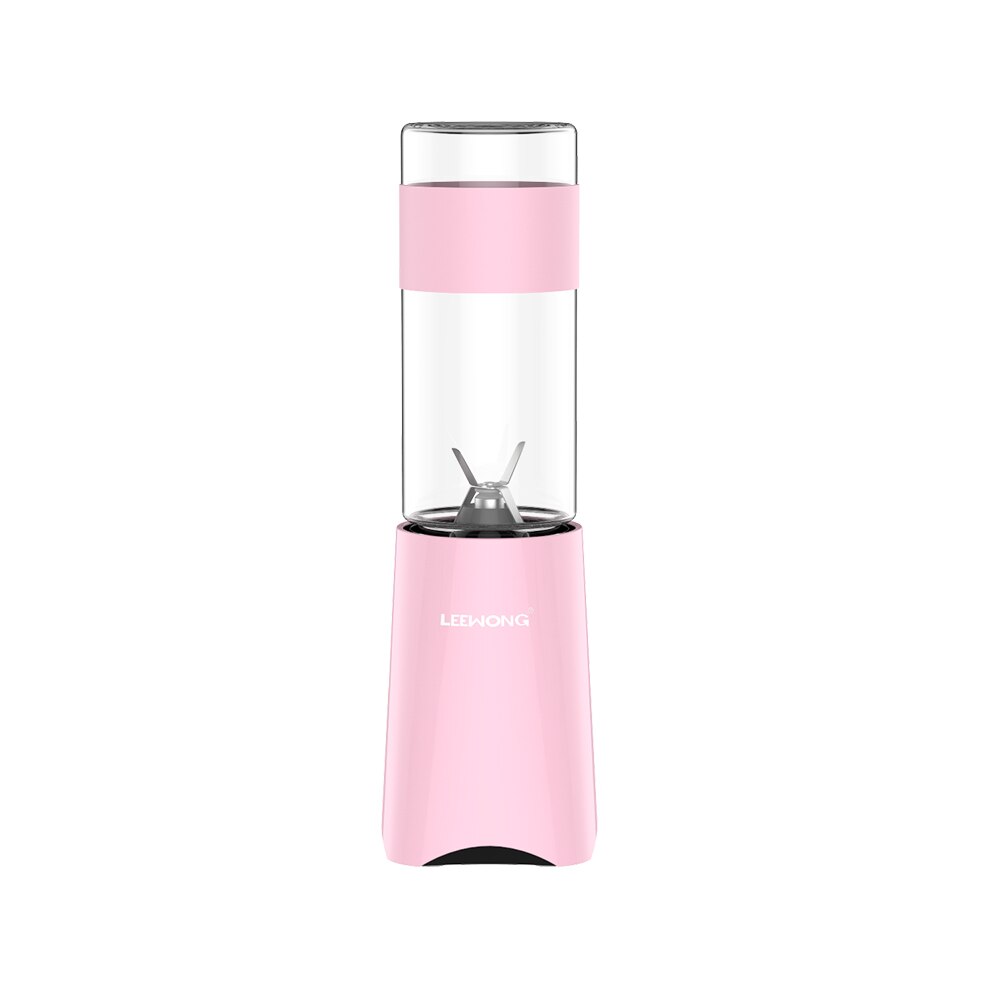 LEEWONG Electric Portable Blender Mini Multi-functional Glass Juicer Travel Kitchen 0.25L: Pink
