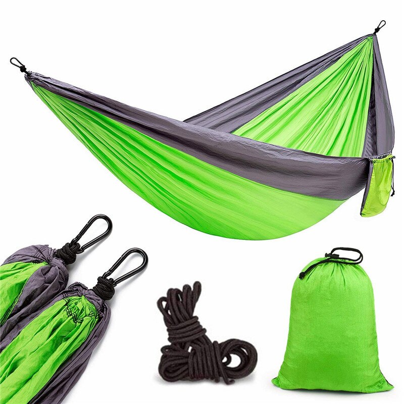 Enkele Dubbele 270*140 Parachute Doek Hangmat Twee Kleuren Splicing Nisi Spinning Swing Outdoor Camping Hangmat