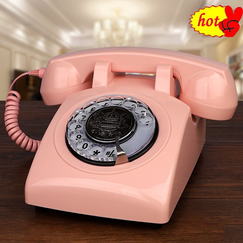 Teléfonos rosas, teléfono con cable, Dial giratorio clásico, teléfonos de oficina en casa, teléfono antiguo Vintage de 1930