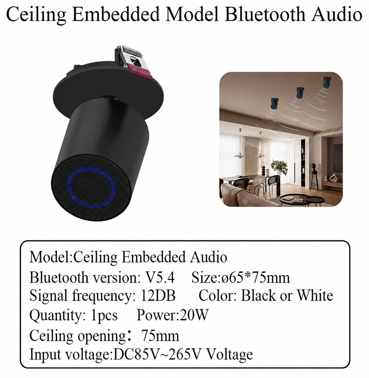 Głośnik Bluetooth Dźwięk ST1 6mm Ultracienki/seria 20 Ścieżka magnetyczna/Wysokie napięcie 2 przewody/3 przewody/4 przewody/Zwykły styl sufitowy: jasnozielony / Beżowy