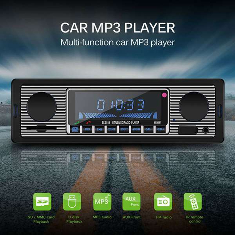 Bluetooth Vintage Car Radio MP3 Player Stereo USB AUX Classic Car Stereo Audio 12V