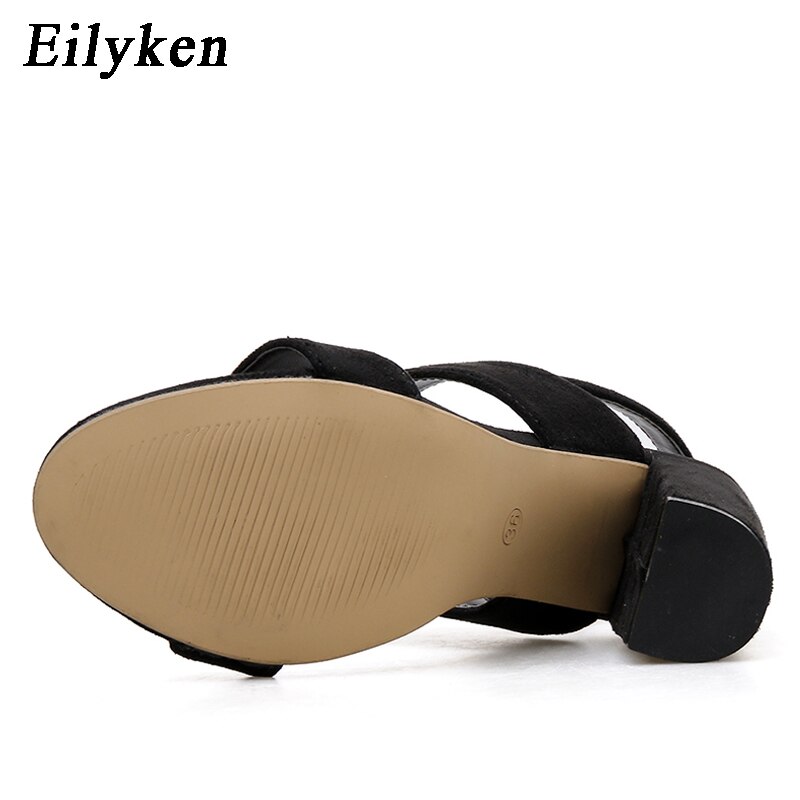 Eilyken moda gumką pasek na kostkę kobiety sandały letnie buty z wystającym palcem masywne szpilki na wysokim obcasie klasyki impreza sukienka sandały