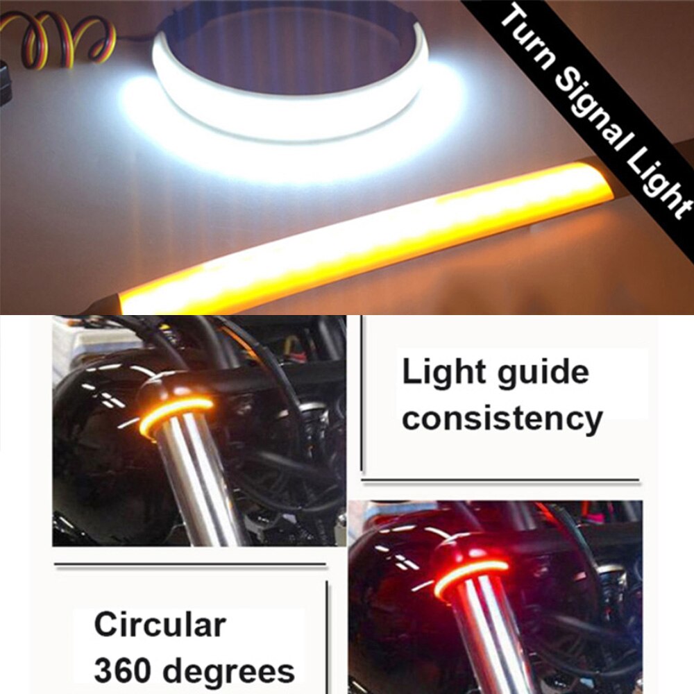 2pc universal motorcykel blinklys 12v led gaffel blinklys strip lys blinkende rav lampe til 45-70mm