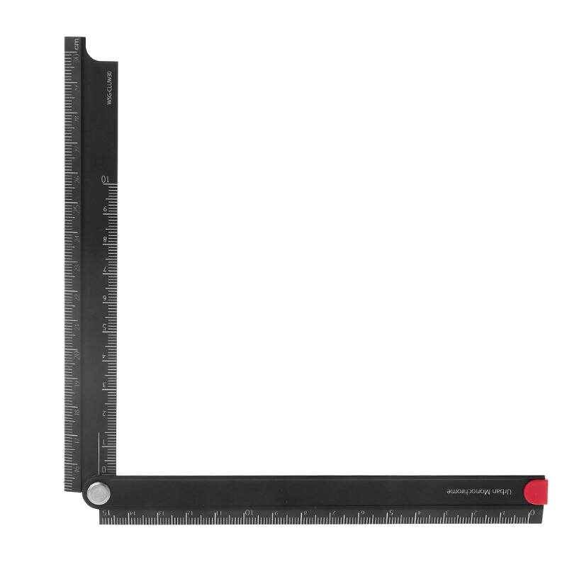 Aluminum Alloy Foldable 15cm-30cm Ruler Simple 90 Folding Metal Stationery Rule