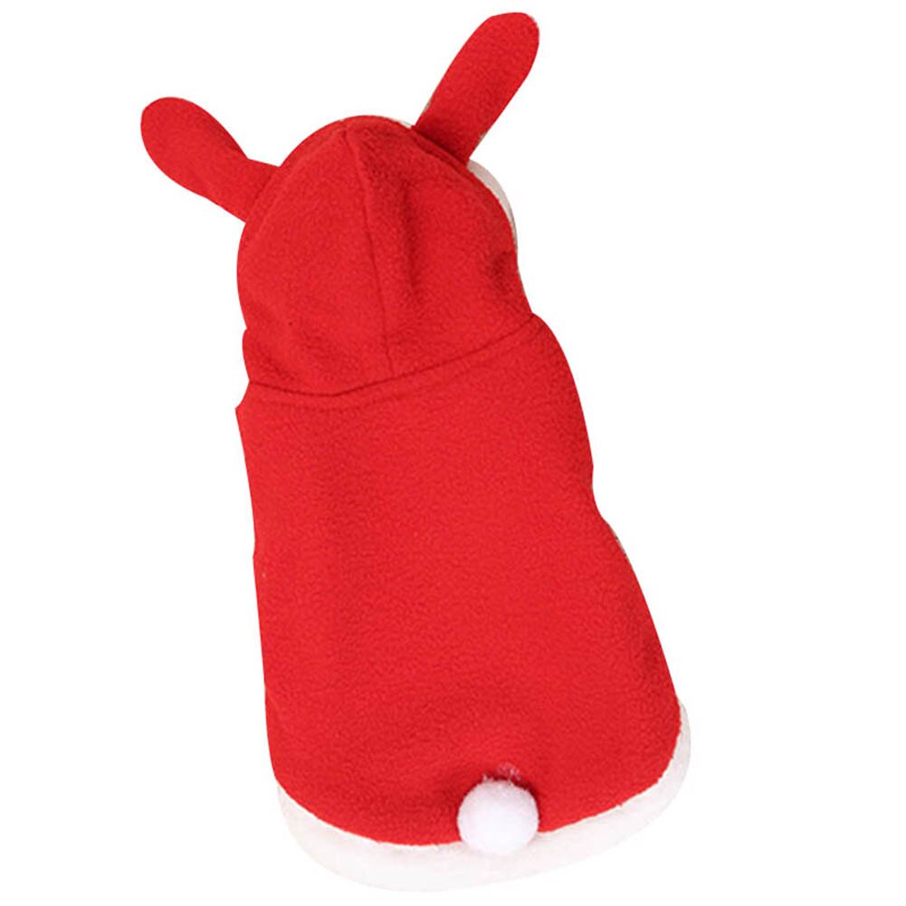 Pet Cat Clothes Costume Cute Rabbit Ears Hooded Coat Cat Puppy Fleece Warm Pet Outfit E2S: XS