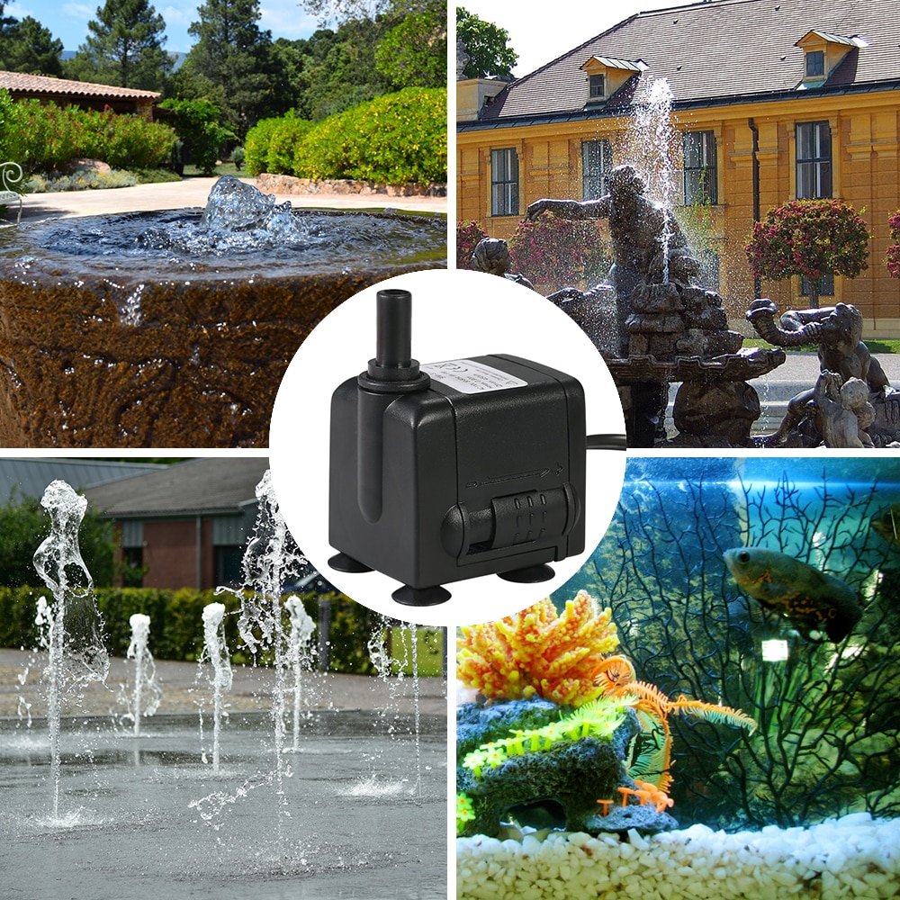 450L/H 6W Submersible Water Pump for Aquarium Tabletop Fountains Pond Water Gardens and Hydroponic Systems 2 Nozzles AC220-240V