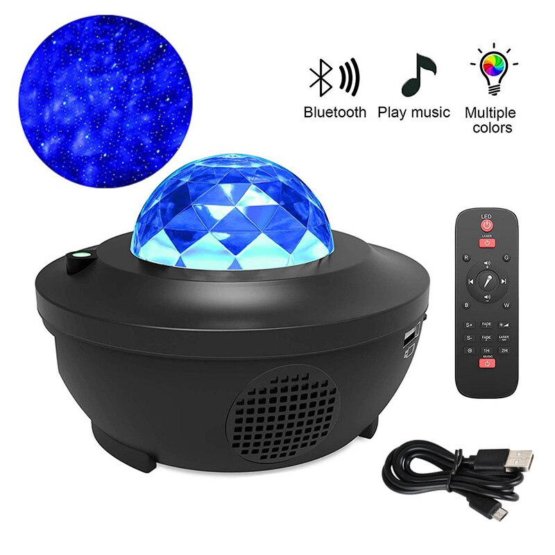 Colorful Starry Sky Projector Blueteeth USB Voice Control Music Player LED Night Light Romantic Projection Lamp Birthday: Gold