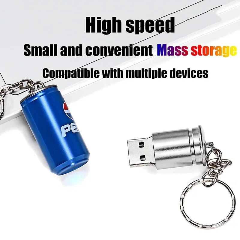 Boîtes de Coke créatives clé USB 2.0 avec porte-clés clé Portable capacité réelle clé mémoire 64GB/32GB/16GB/8GB disque U
