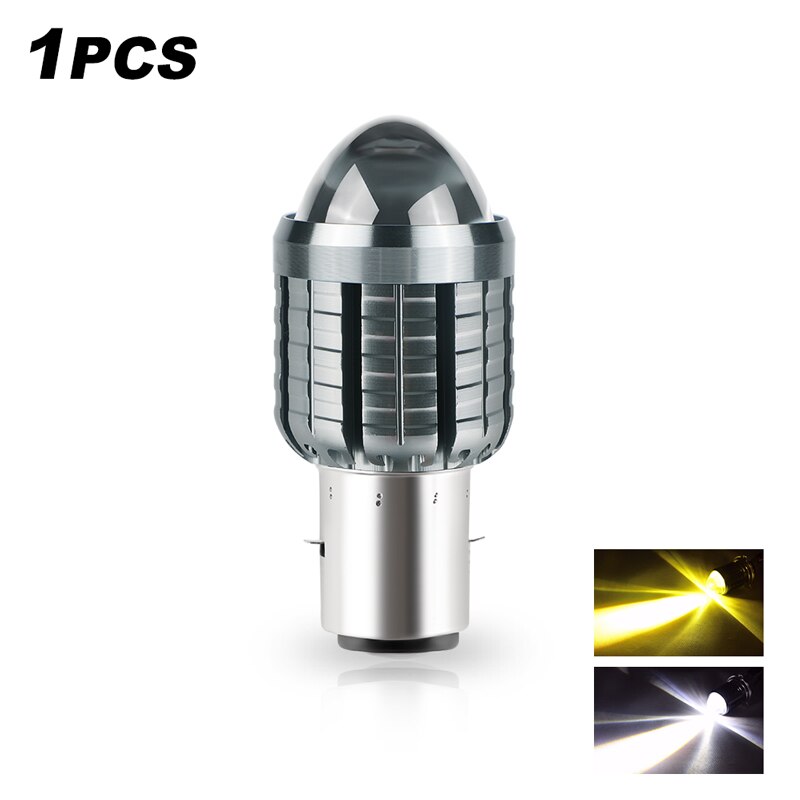 Faros LED H4 para motocicleta, faros LED H6 BA20D Hi Lo beam para Moto, lámparas LED para motocicleta 3000K 6000K, faro delantero para Moto: 1PC BA20D (H6)